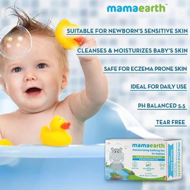 Mamaearth Moisturizing Baby Bathing Soap Bar, pH 5.5, with Goat Milk & Oatmeal. Pack of 2, 75gms each